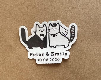 Personalized Wedding Stickers | Hand draw Custom Drawing animal stickers | animal couple stickers | wedding guest gift | water resistant
