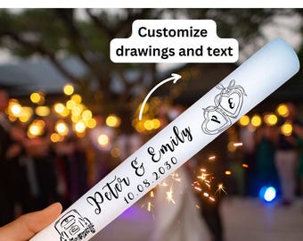 CUSTOMIZED LED white Foam Sticks 16 Inch-White color | Party, Wedding, Rave, Celebration Vibe, Birthday, Music Concert | Customized Design