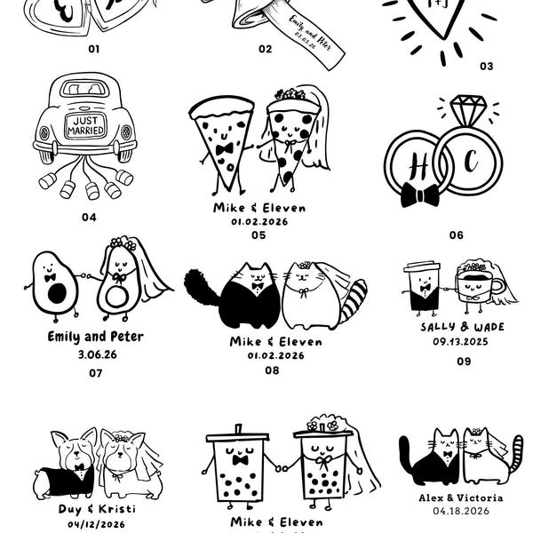 40 tatuajes temporales personalizados para bodas / tatuajes temporales para bodas / regalo de boda / recuerdos de boda / regalo personalizado / bonito recuerdo de boda