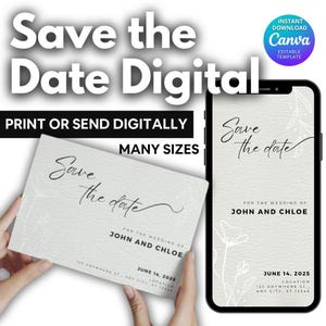 Digital Invite Electronic Save the Date, Minimal Save the Date E-invite Template, Electronic Save The Date Digital, Save the Date