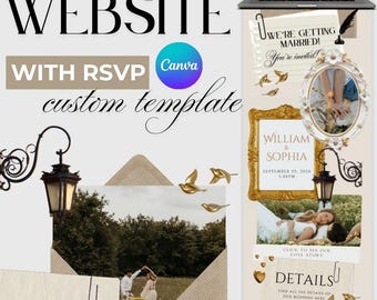 Elegant Wedding Website Template with RSVP - Canva (Instant Download)