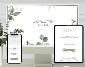 Minimalist Wedding Website Template | Editable Online RSVP | Canva Digital Wedding Invitation & Guest Tracking
