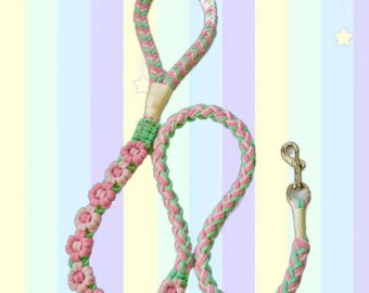 Handmade Macrame Daisy Pet Leash - Stylish Braided Pet Lead - Durable and Unique
