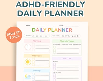 ADHD Daily Planner for Kids-Teens – Printable Focus & Routine Tracker | Visual Schedule for Executive Function and Time Management pdf