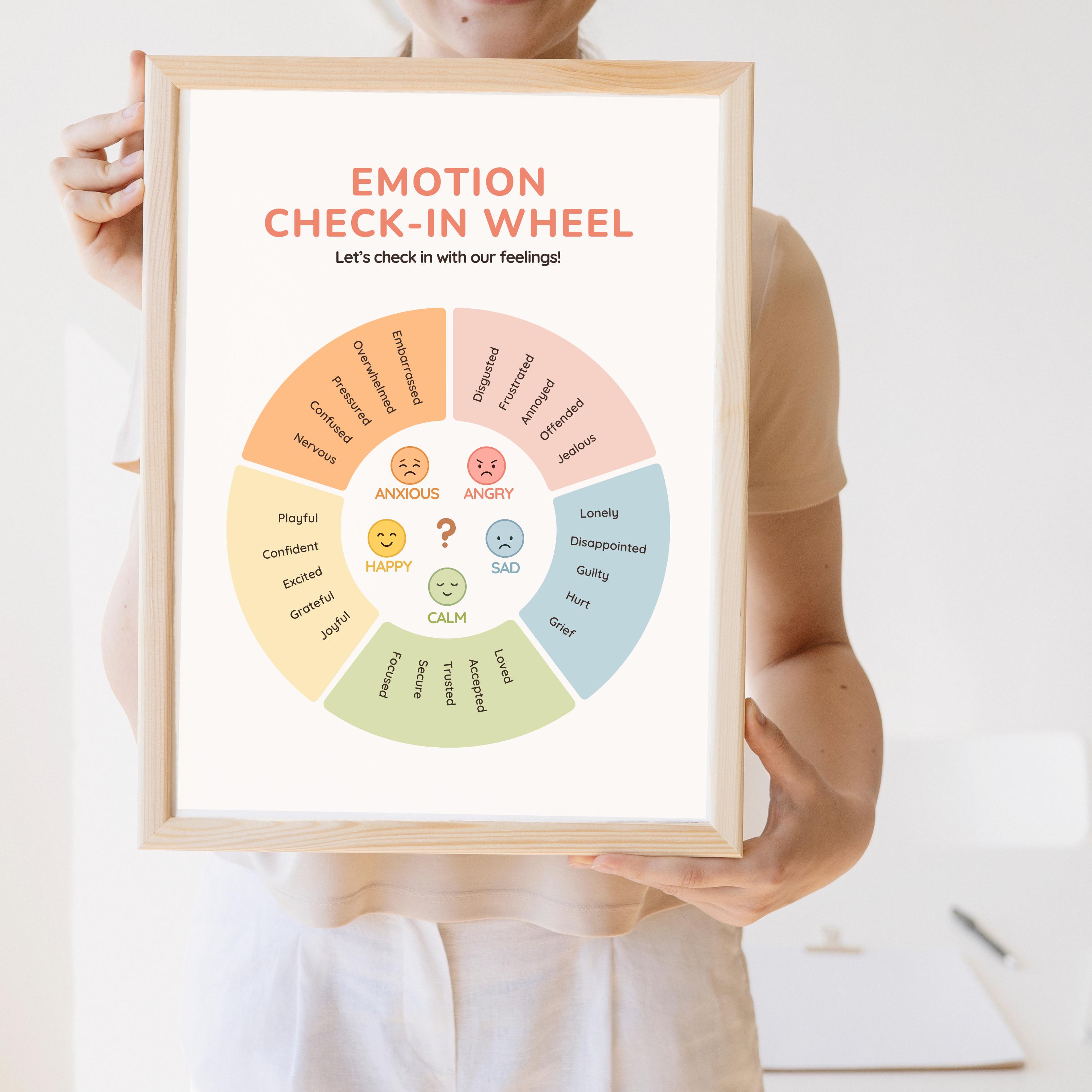 Emotion Wheel Check-in Chart – ADHD Kids Printable, Therapy Tool ...