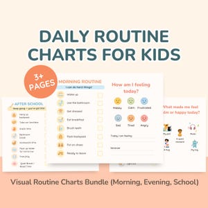 Kids Routine Chart, Daily Schedule, Morning Routine, Evening Routine, Visual Schedule, Editable Routine, ADHD Checklist, Structured Routines