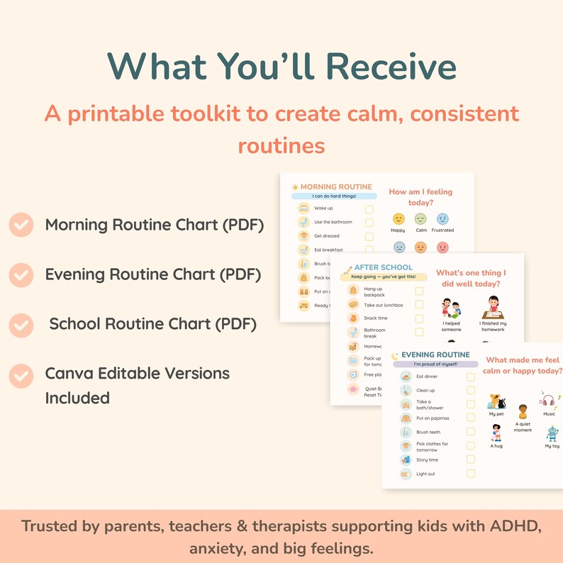 Kids Routine Chart, Daily Schedule, Morning Routine, Evening Routine ...