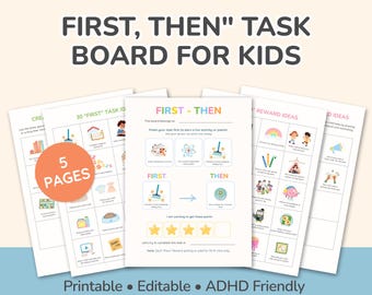 First Then Visual Schedule, Daily Routine Chart, ADHD Checklist, Kids Morning Routine, Editable Routine, Executive Function Tool, Task Board