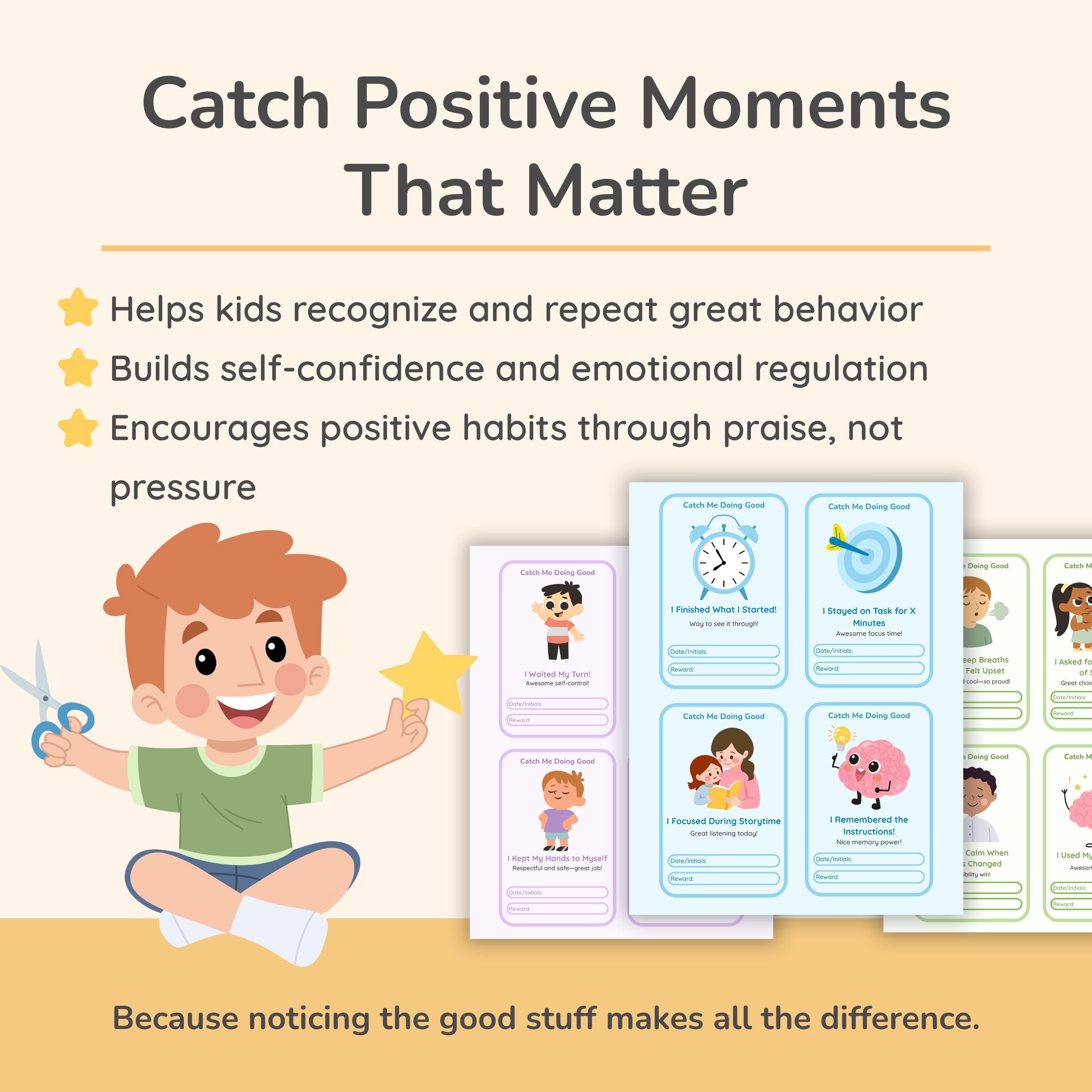 Catch Me Doing Good Cards–adhd Printable Behavior Tracker, Positive ...