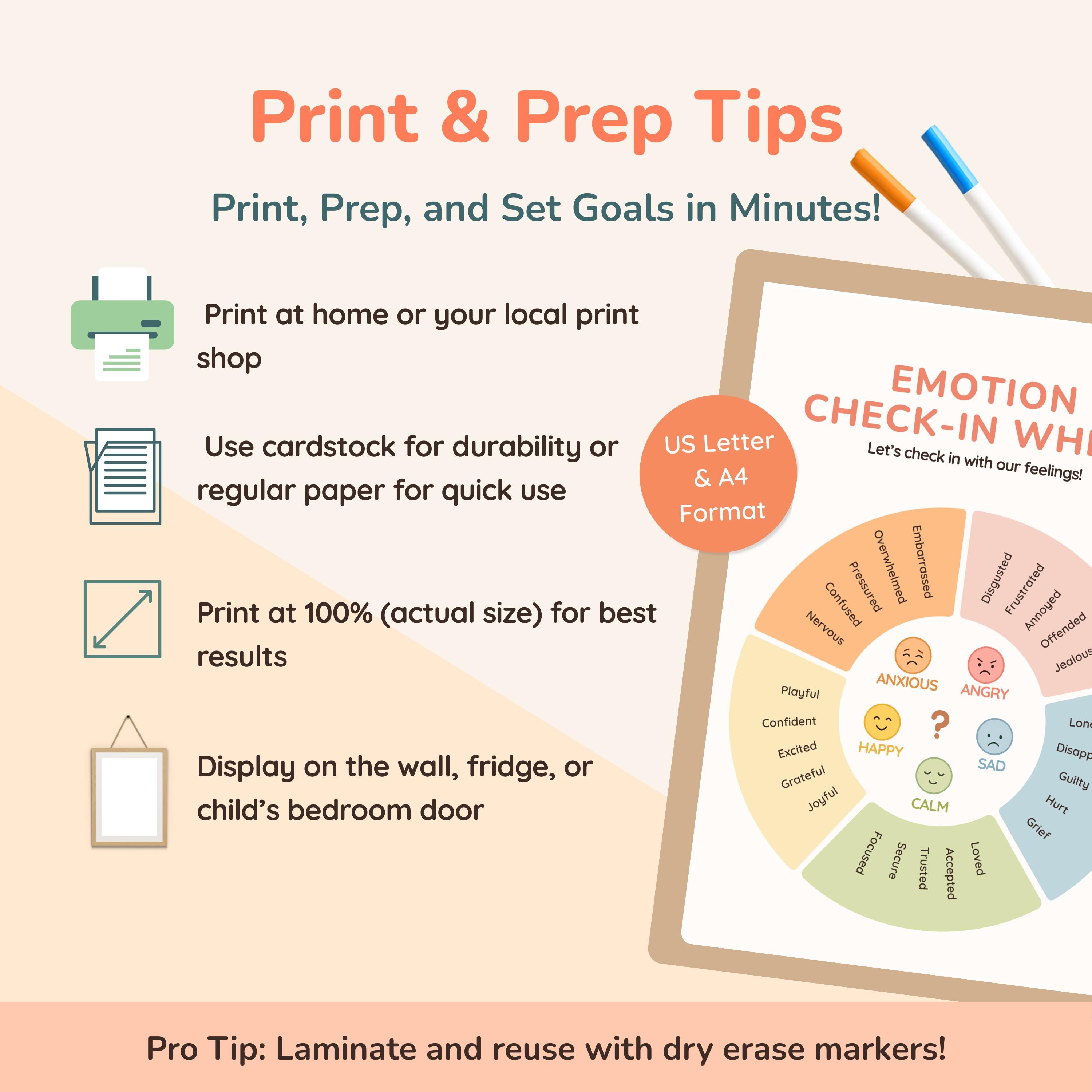 Emotion Wheel Check-in Chart – ADHD Kids Printable, Therapy Tool ...