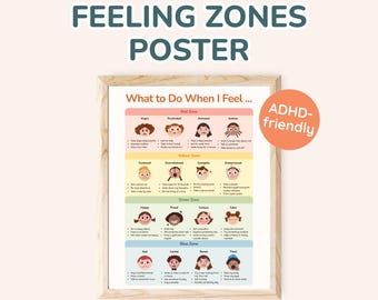 Cuadro "Qué hacer cuando me siento mal" para niños / Imprimible de regulación emocional / Póster de habilidades de afrontamiento / Rincón de la calma / Herramienta para el TDAH en casa y la escuela