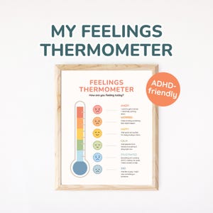 Emotional Regulation Feelings Thermometer – Visual Coping Tool for ADHD Kids, Executive Function & Classroom Calm Corners, Neurodivergent