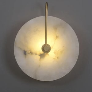 Elara — Marble Disc Glow Sconce - Round Alabaster Wall Light