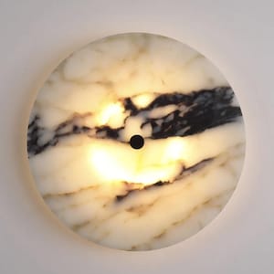Adele — Alabaster Stone Sconce Light - Round Marble Wall Lamp