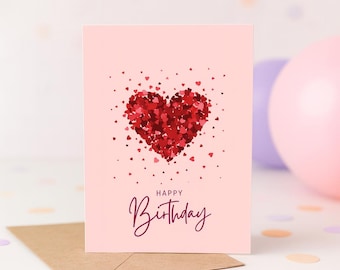 Pink Birthday Card Printable for Her Aesthetic Happy Birthday Card PDF Instant Download Elegant Feminine Greeting Card for Woman