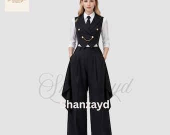 Victorian Style Women Suit, Black Tailcoat Suit, Gothic Formal Outfit, Steampunk Women Suit, Wedding Guest Outfit, Office Wear Suit