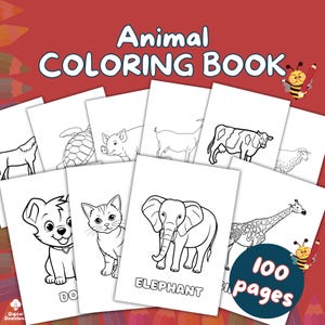Animal Coloring Book for Kids Fun Printable Coloring Pages Preschool & Toddler Activity Book Digital Download
