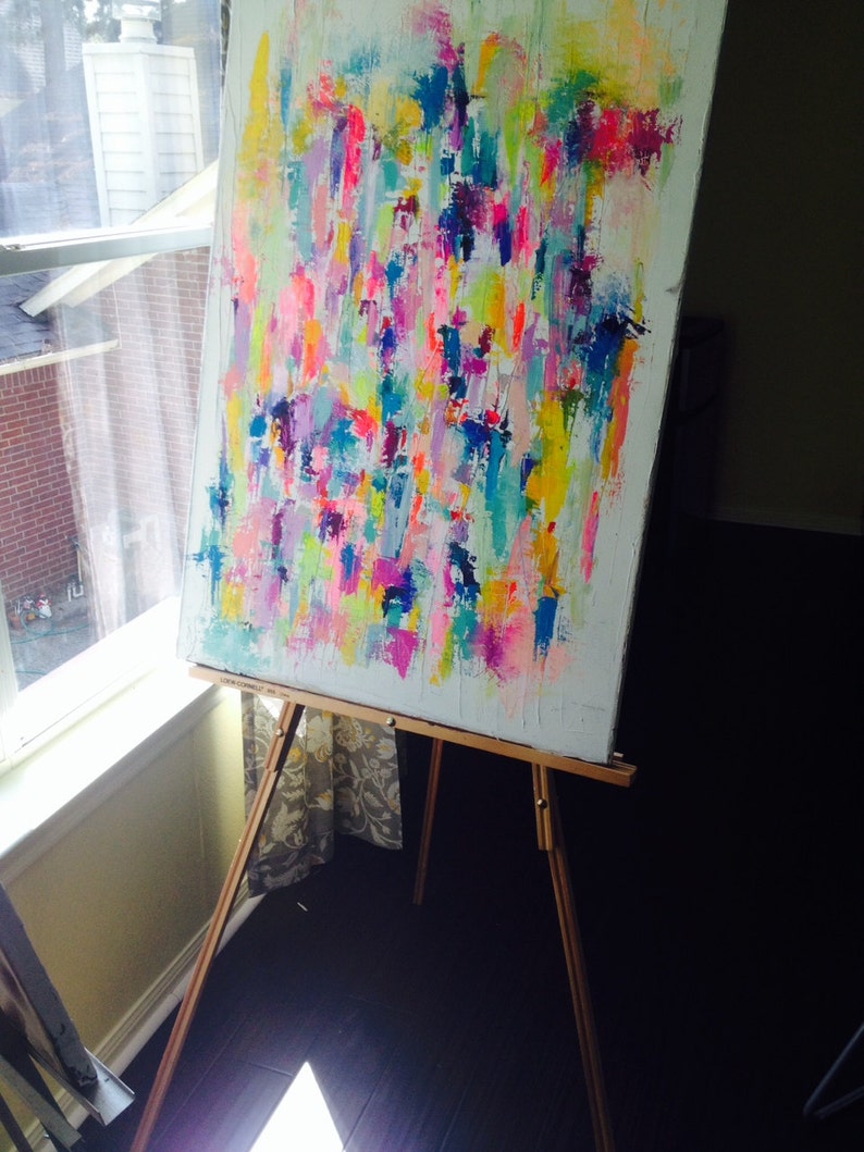 Bright Colorful Fun Acrylic Painting. Original Etsy
