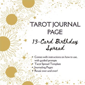 Diario dei Tarocchi giornaliero stampabile – 13 carte per il compleanno con pagine di diario (PDF)