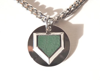 Mens baseball medallion hand made from Wrigley Field stadium seat and chain