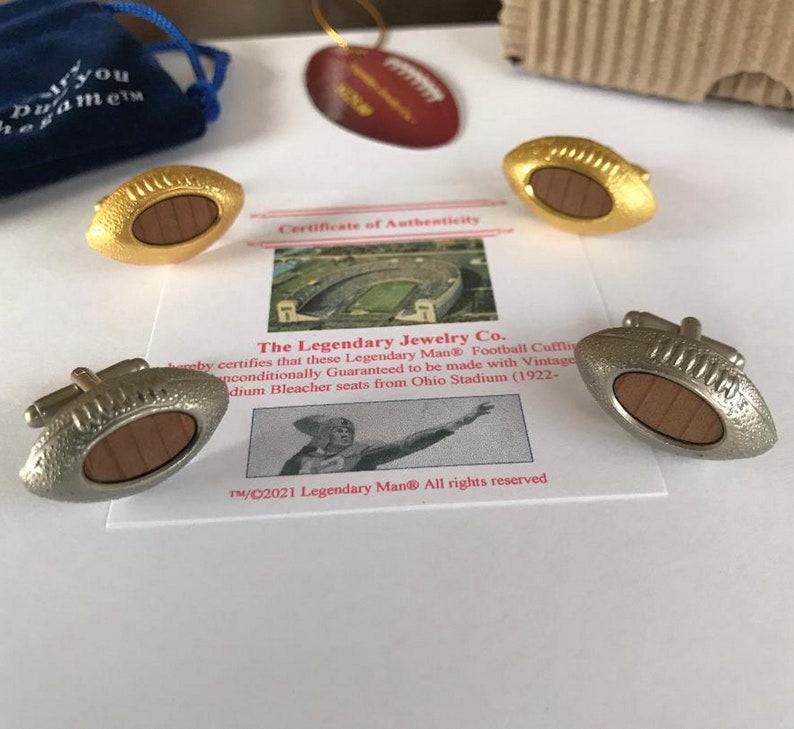 Ohio Stadium Buckeyes football cufflinks Mens gift wood 5th anniversary present wedding groomsmen jewelry for him image 1