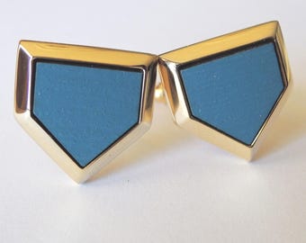 Yankee Stadium Seat Home Plate Cufflinks for Men (Gold Plated Brass or Surgical Steel)