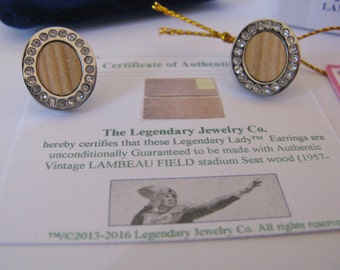 Earrings from Lambeau Field stadium seat Green Bay Packers fiancee Gift for her Legendary Lady wood 5th Anniversary present