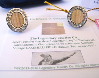 Womens Green Bay Packers football earrings hand crafted from stadium seat