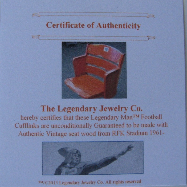 RFK Stadium seat Football cufflinks Mens Great fiance gift for him Groomsman wood 5th Anniversary present image 4