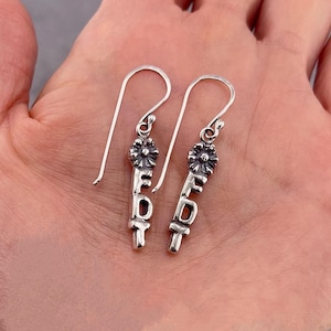 Handmade Artisan Anti Trump FDT Sterling and Fine Silver Earrings Made by aBFDjewelry