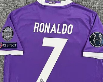 2016-2017 Season Real Madrid Away Jersey, No. 7 Ronaldo Retro Jersey, Champions League Short-sleeved Football Jersey Set