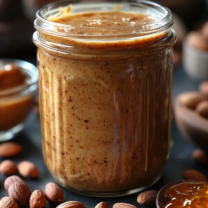 Recept på krämig mandel- och jordnötssmördressing, hälsosam vegansk salladssås, digital nedladdning