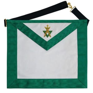 Handcrafted Lambskin Green Masonic Allied Degree and Member Apron for Freemasons