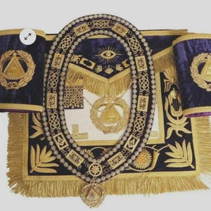 MASONIC regalia Stellvertretender Großmeister 100% Lammfell Schürze mit Kragen & Bündchen lila