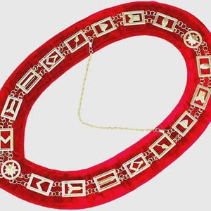 Masonic Regalia Free Masons Master Mason GOLDEN Metal Chain Collar RED Backing