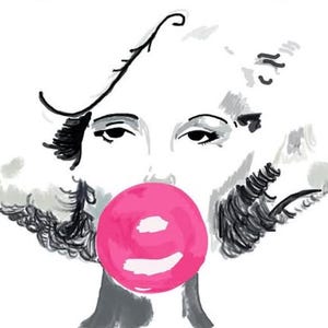 Vintage Glam Pop Art – Woman Blowing Bubblegum | Digital Download