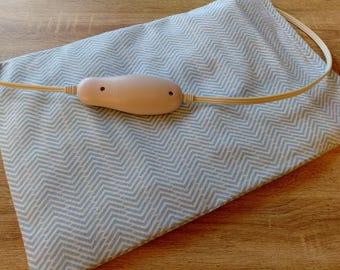 Blue Herringbone Heating Pad Cover, Flannel,