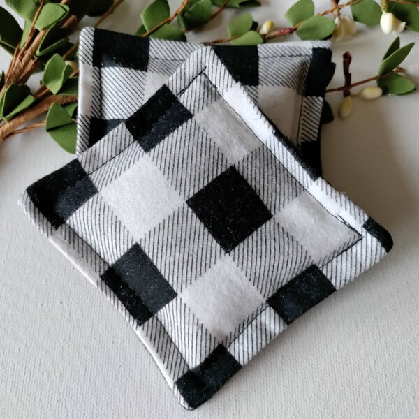 Hand Warmers, Microwaveable Rice Hot Pack, Cold Pack,  Rice Hand Warmers, Stocking Stuffer,"Black & White Plaid"