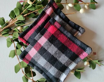 Hand Warmers, Microwaveable Rice Hot Pack, Cold Pack,  Rice Hand Warmers, Stocking Stuffer, "Red and Black Plaid"