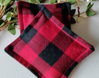 Hand Warmers, Microwaveable Rice Hot Pack, Cold Pack, Rice Hand Warmers, Stocking Stuffer, *Red and Black Buffalo Plaid"