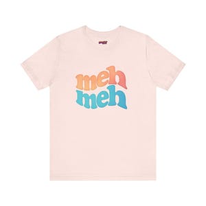 Groovy Meh Meh Tee: Retro 70s Bubble Letter Design