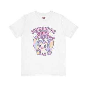 Running on Vibes and Glitter Tee, Whimsical Unicorn Energy Shirt, Magical Moodwear, Bella&#39;s Canvas 3001, Mental Health,  Sarcastic Tee