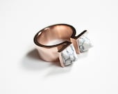 White Turquoise Rose Gold Plated Ring