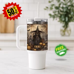 Witch Tumbler, Halloween Tumbler, Personalized Name Tumbler, Spooky Tumbler, Fall Tumbler, Witchy Gift, Halloween Gift, Custom Tumbler
