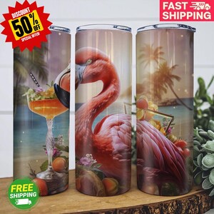 Flamingo Tumbler, Tropical Beach Tumbler, Cocktail Tumbler, Flamingo Lover Gift, Summer Tumbler, Beach Tumbler, Animal Tumbler