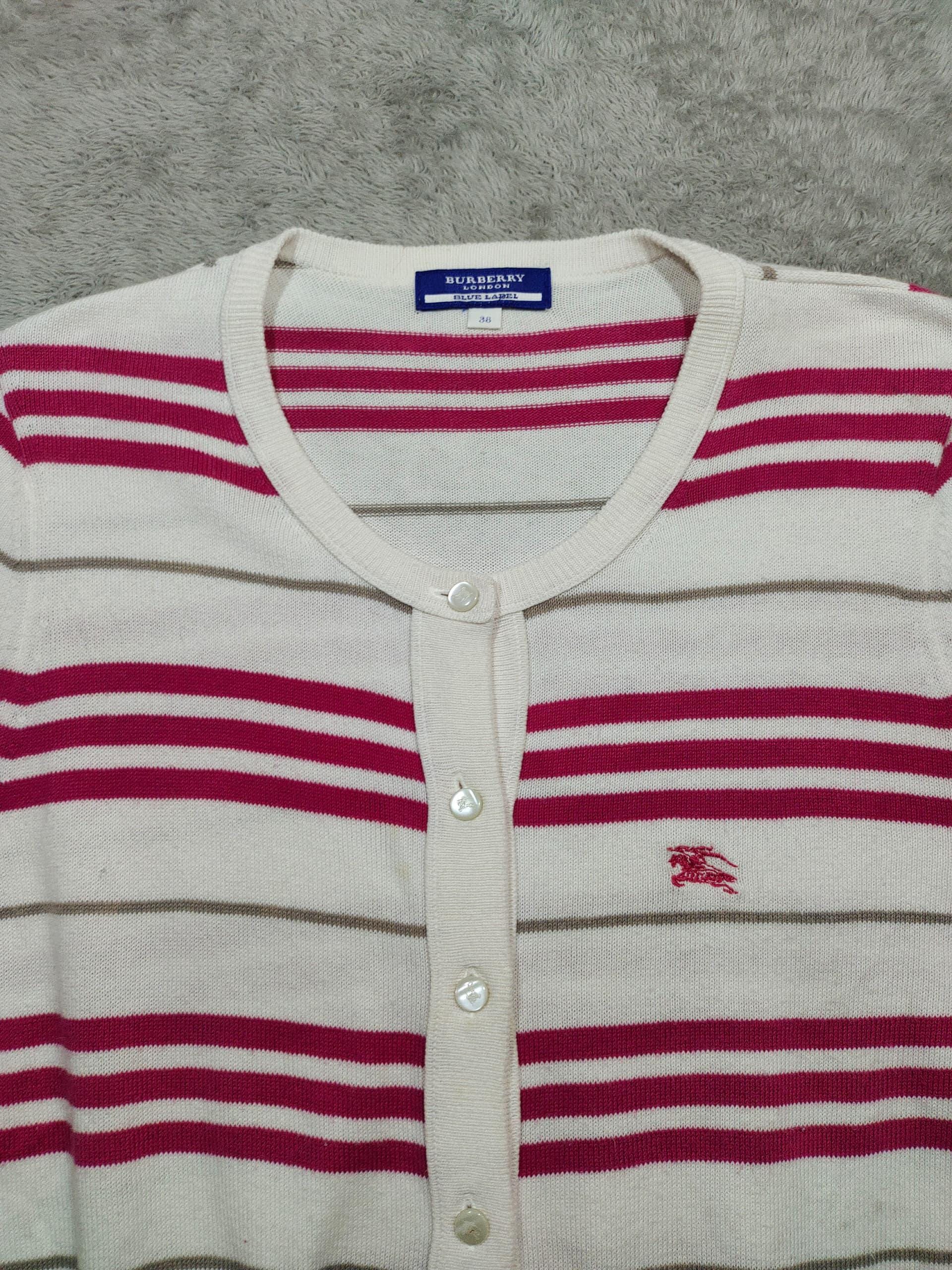 Vintage Burberry London Stripe Cardigan: Y2K Blue Label Pink