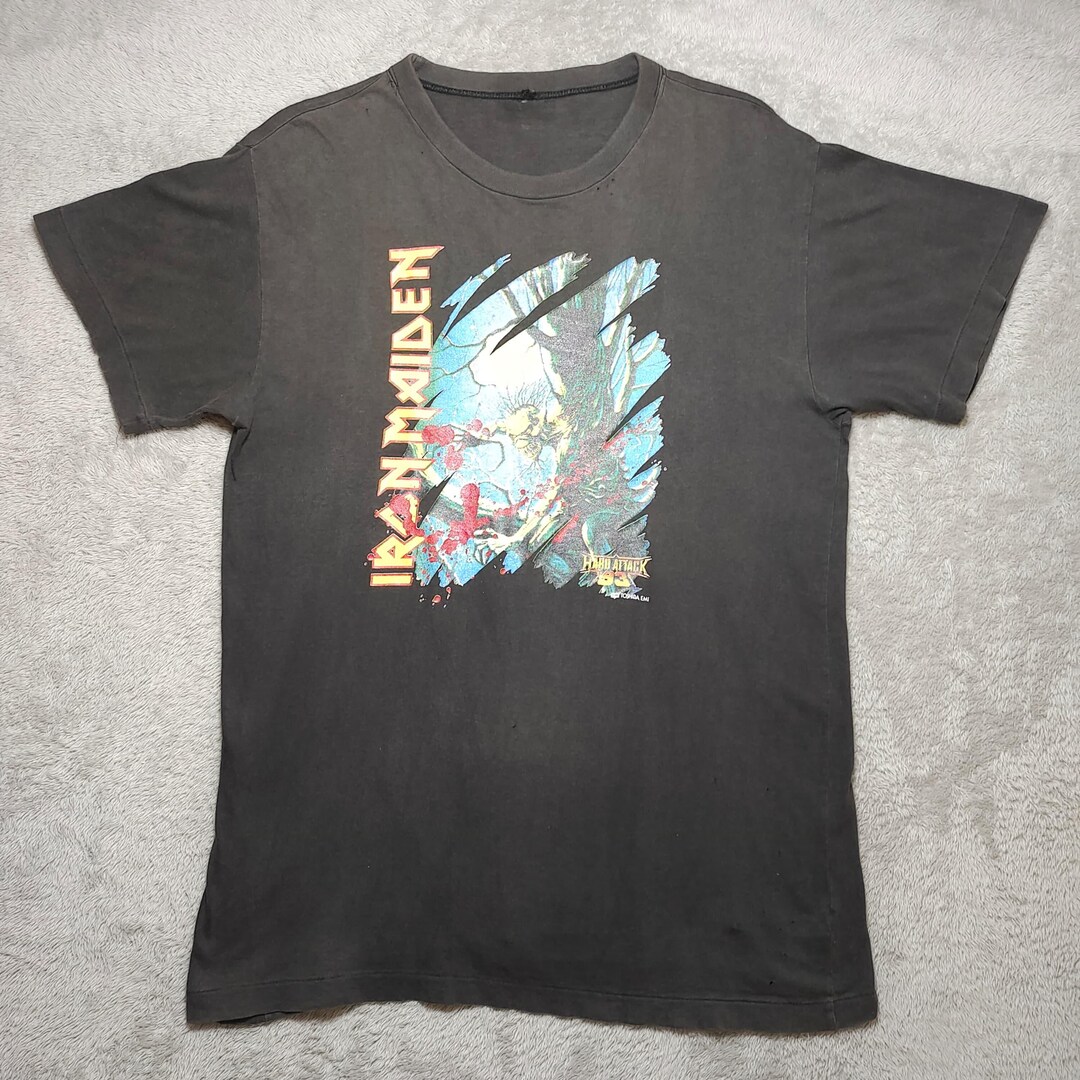 ヴィンテージ 93 アイアン・メイデン バンド Tシャツ - ダメージ加工