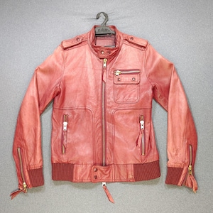 Distressed Japanes Brand Lambskin Leather Bomber Jacket M Men Women Vintage Burgundy Red Rare Bomber Jacket