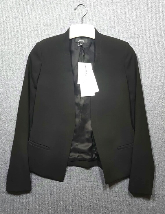 Theory Lanai Blazer: Open Front Black Jacket, Siz… - image 1