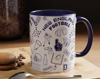 New England Patriots Coffee Mug | NFL Fan Gift | Gameday Ceramic Mug | Man Cave Gift for Sports Fan | New England Drinkware